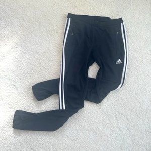Adidas Black Leggings with White Side Stripe Skinny Workout Pants Size Medium